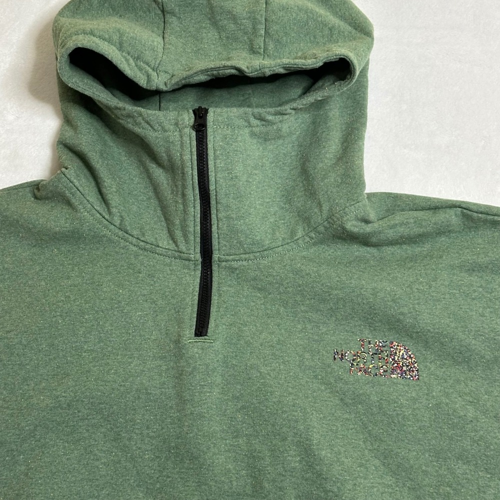The North Face XL Green Quarter Zip Fleece Hoodie Circular Design Sustainability - Picture 2 of 11